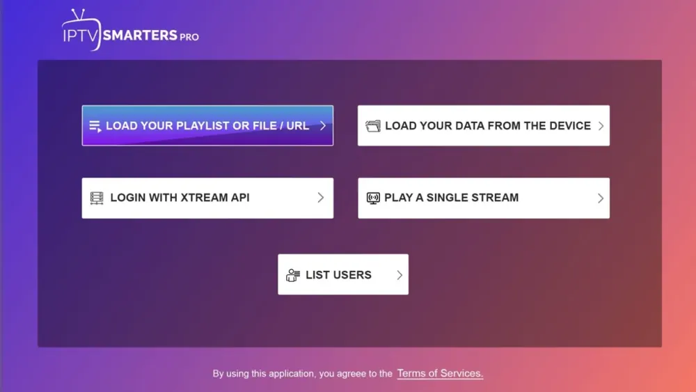 IPTV player account login interface